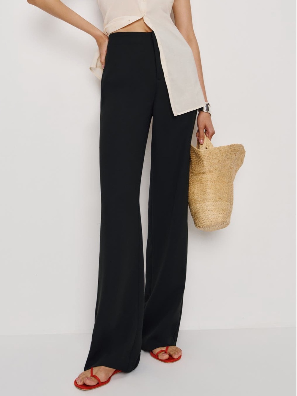 NWT Reformation Vida High Waist Wide Leg Crepe Pants Size 6